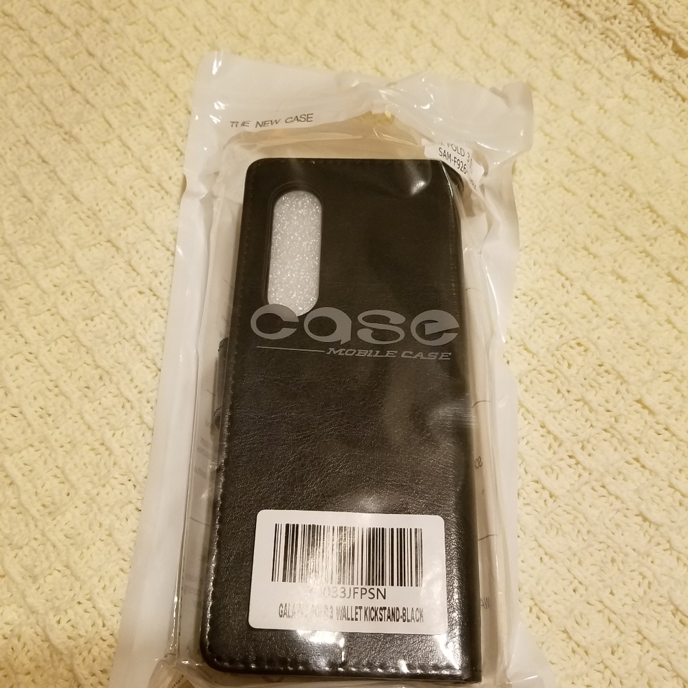 Black Samsung Galaxy Z Fold 3 Case, Wallet Pouch Cover Kickstand Credit Card Slo